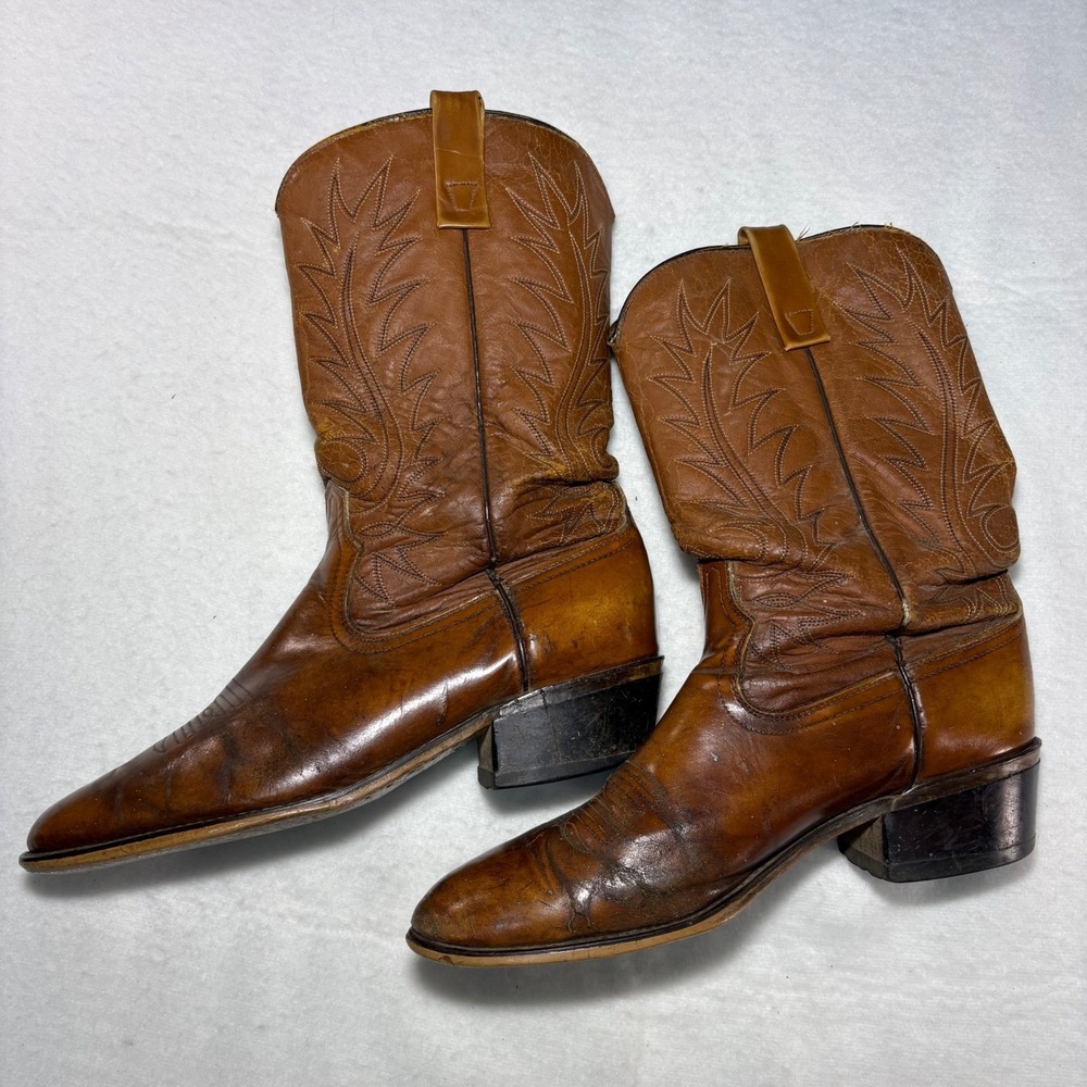 Acme Vintage‎ Brown Leather Cowboy Boots Mens 10 D Western 7727 Made in USA